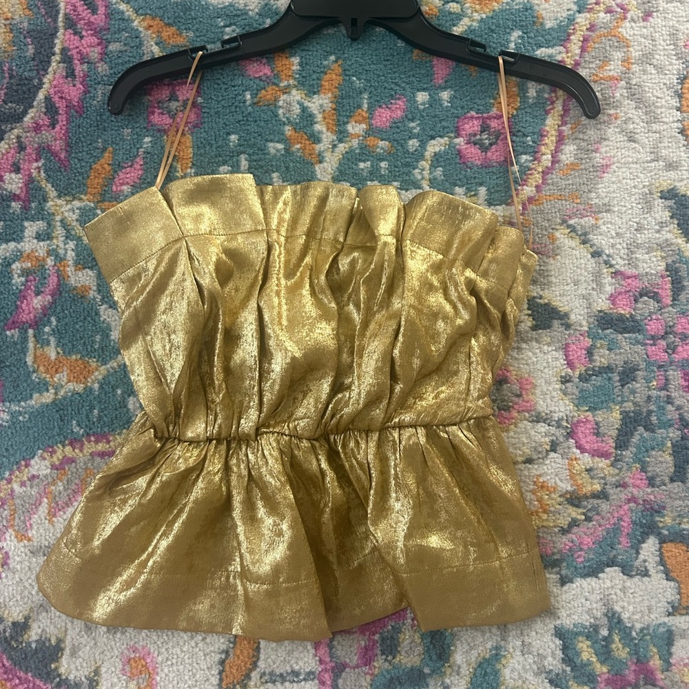 Gold Strapless Top